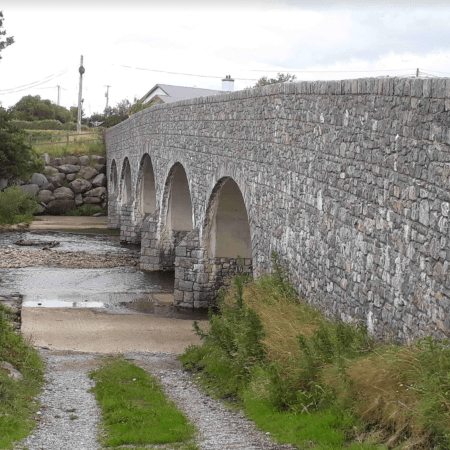 Droichead na Geadaí/Gaddagh Bridge as re-built in 2008 following the destruction of the old bridge during a flood in 2006.